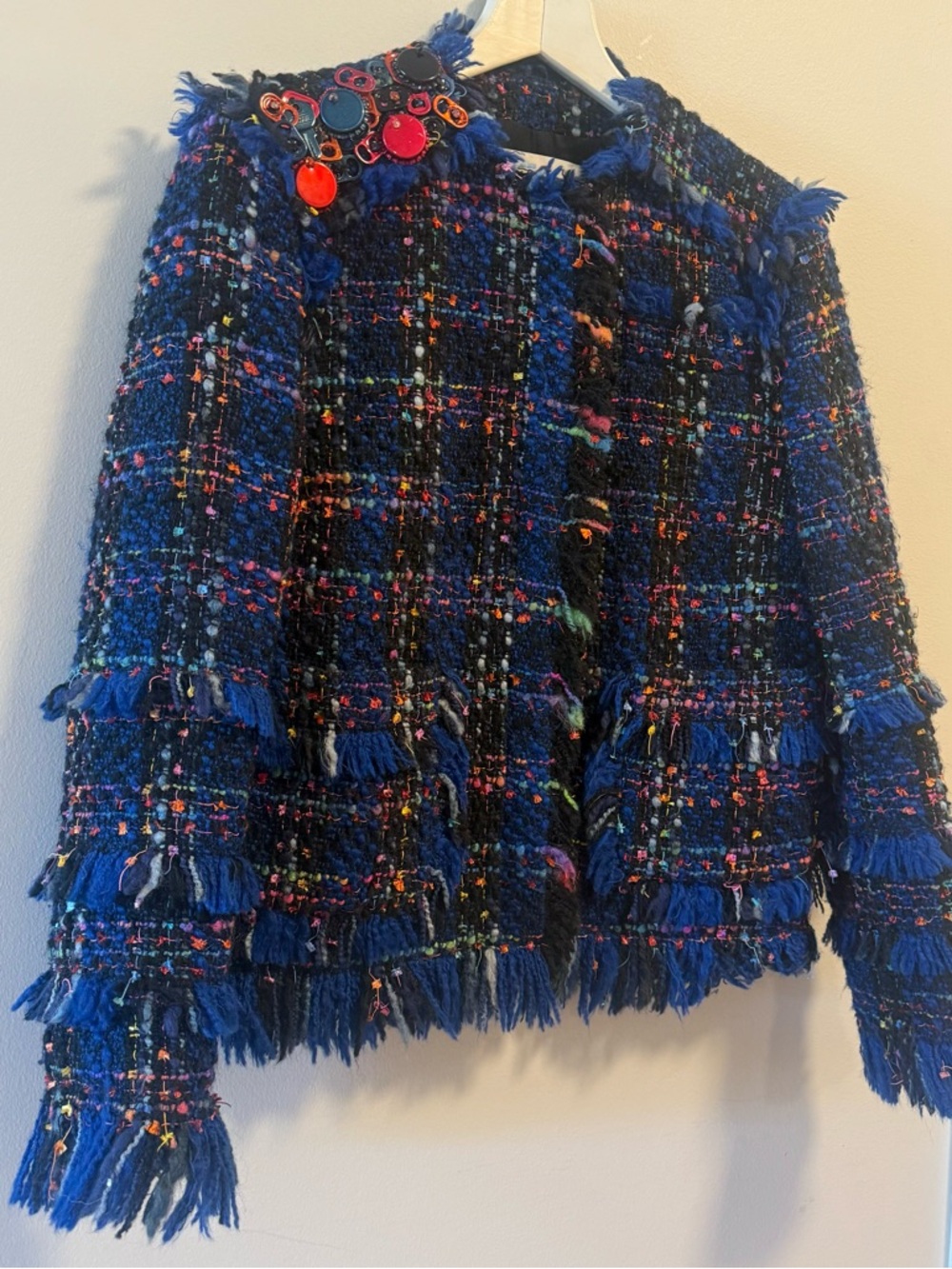 MSGM Milano Tweed Fringe Jacket